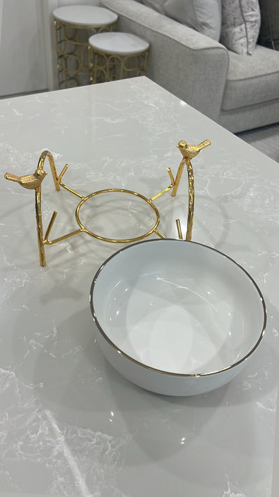 Asffor white and gold serving bowl