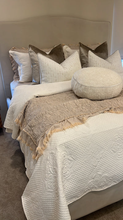 Angelica soft natural Coverlet 3 piece set queen size