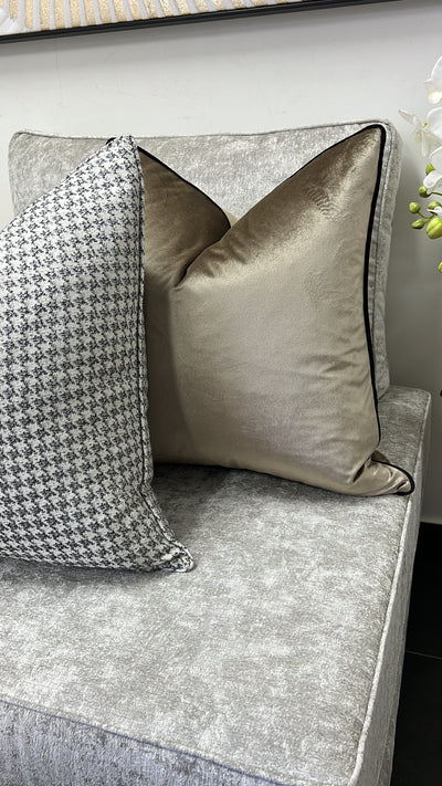 Senyorita dark champagne /black trim cushion - Luscious Homewares