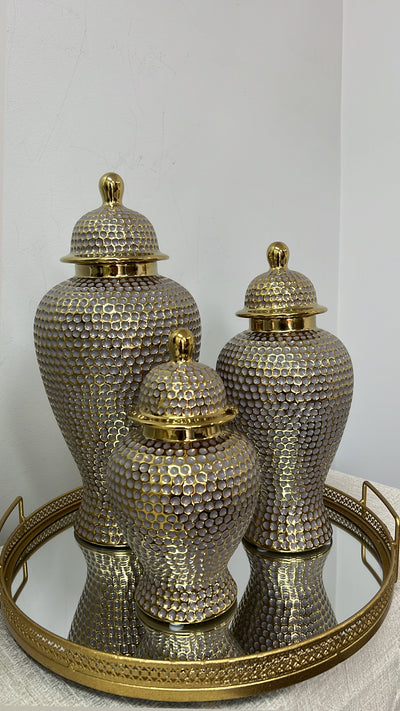 Pablo gold pewter ginger jars