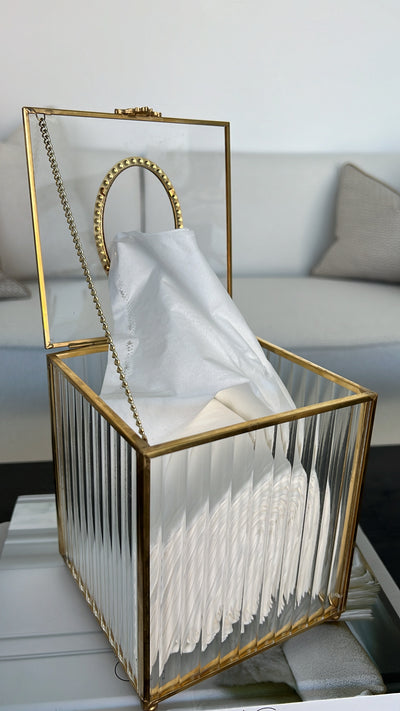 Porcha square gold tissue box