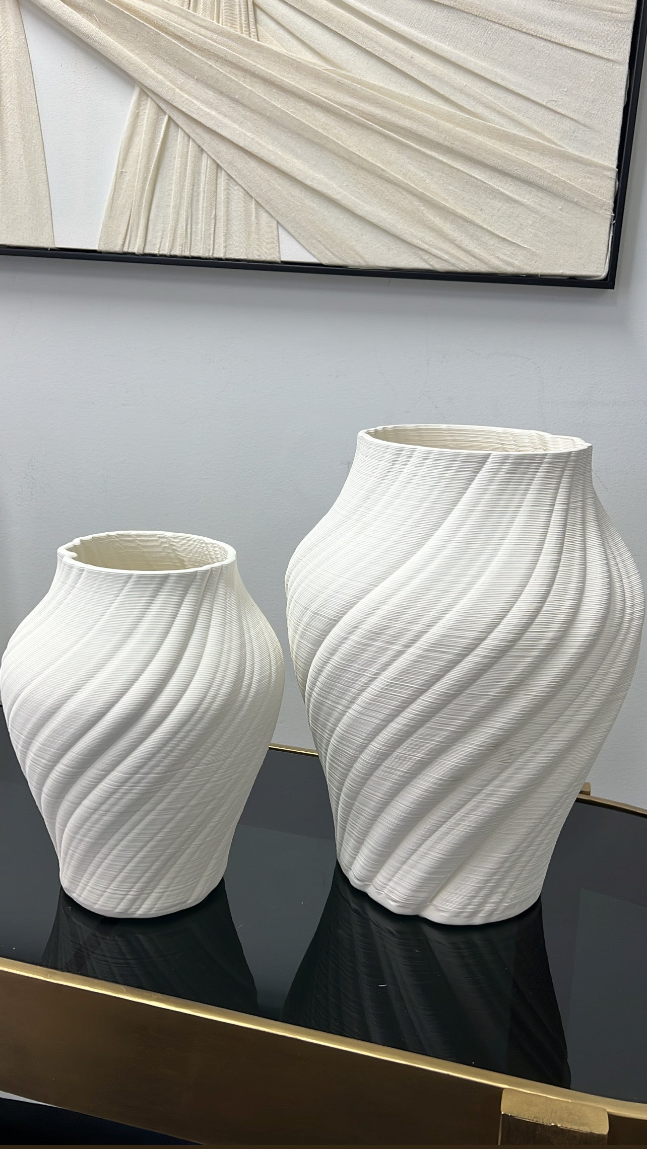 Pleated white ceramic vase