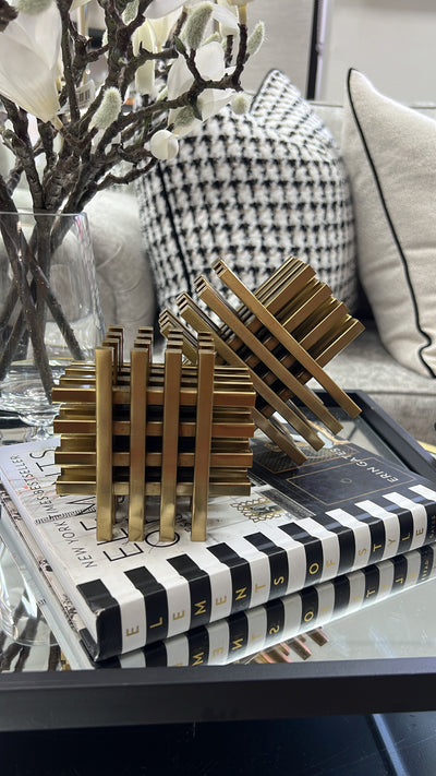 Criss cross stacked metal stand - Luscious Homewares