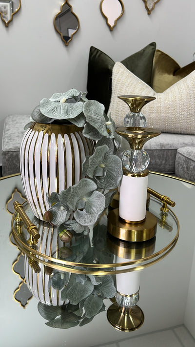 Gold striped vase - Luscious Homewares