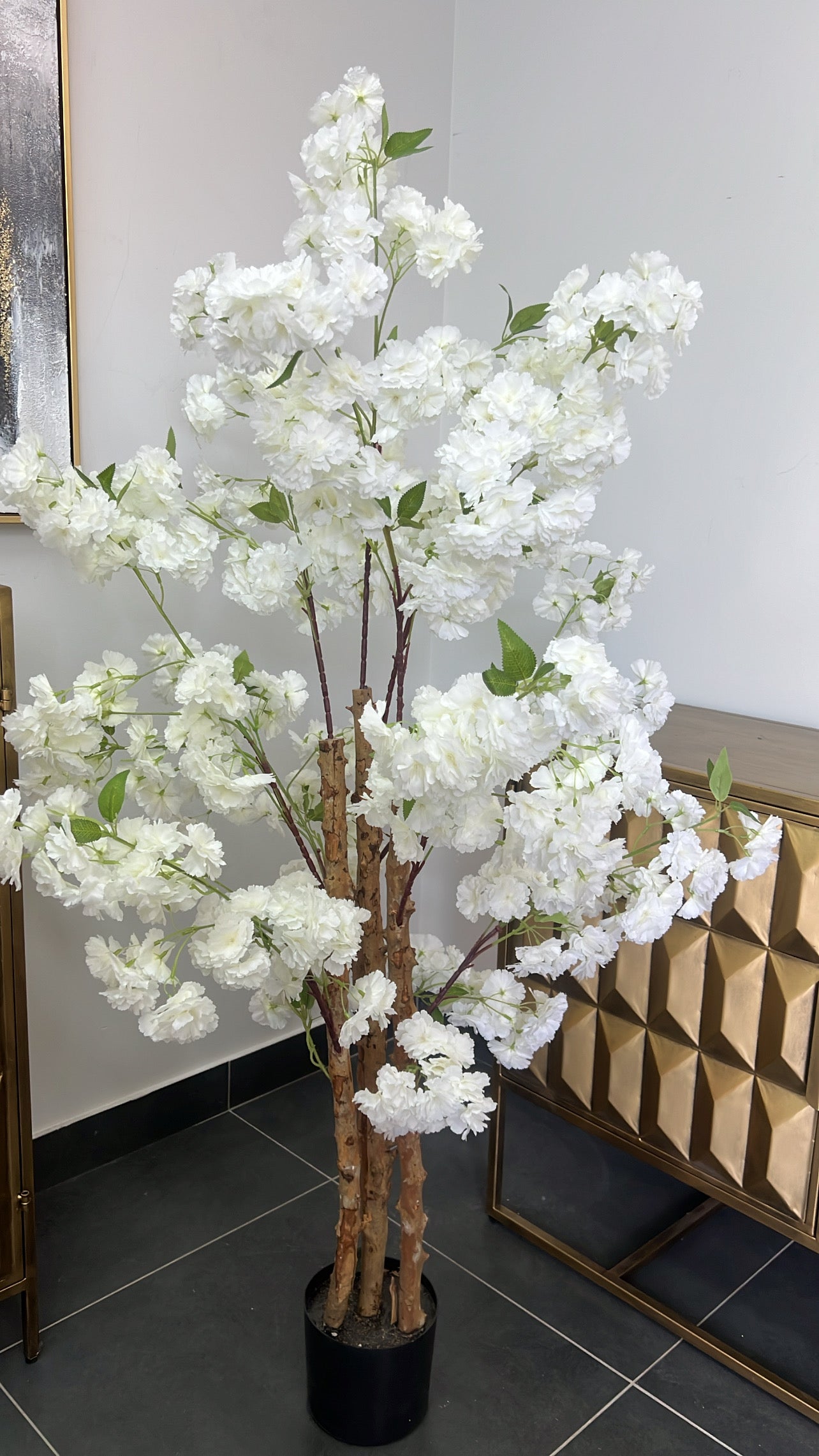 White blossom artificial tree plant