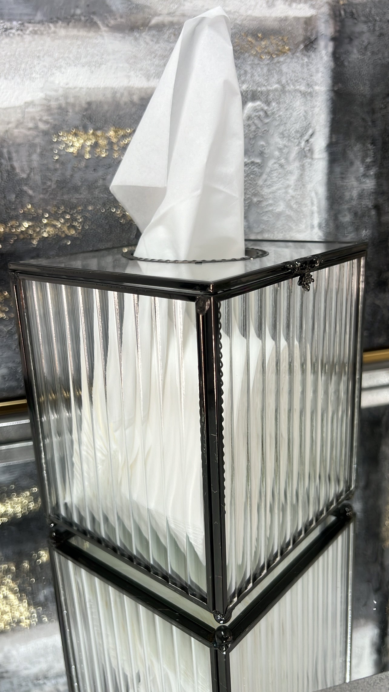 Porcha square black tissue box