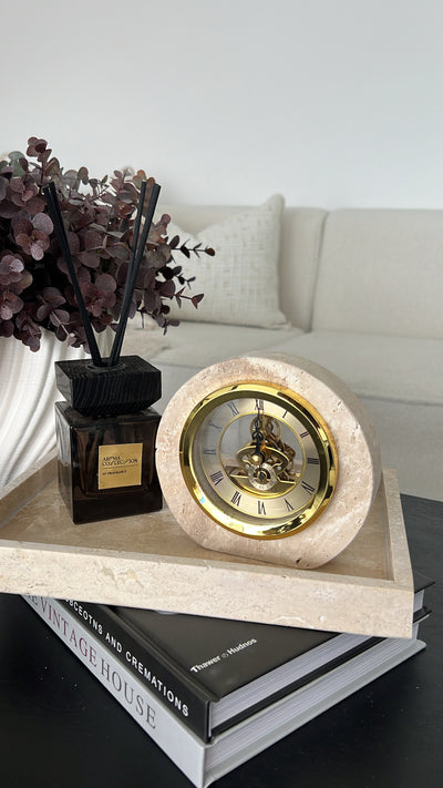 Travertine stone clock