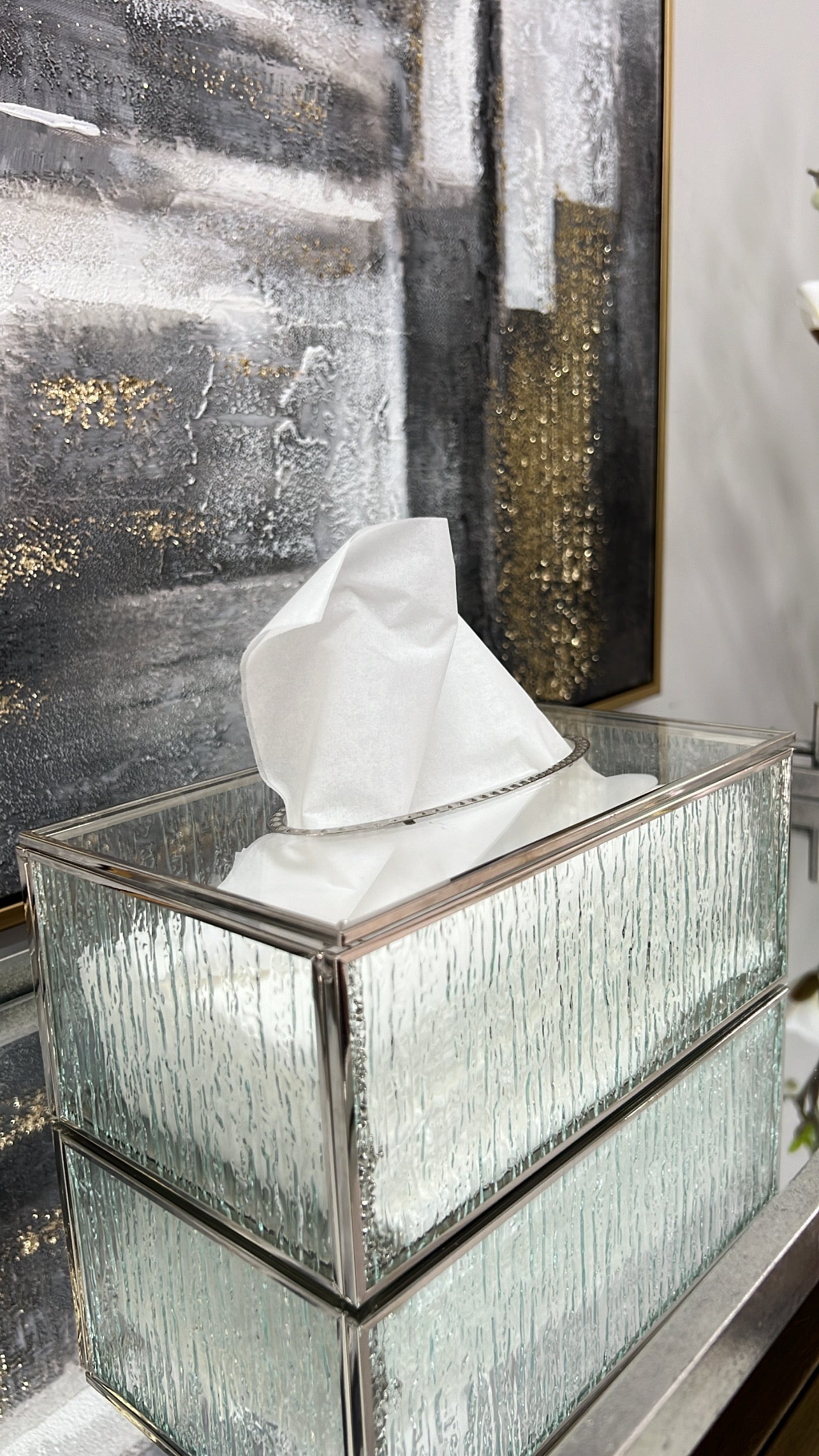 Waterfall silver tissue box