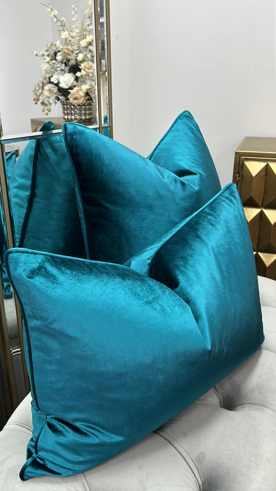 Luxe teal velvet cushion