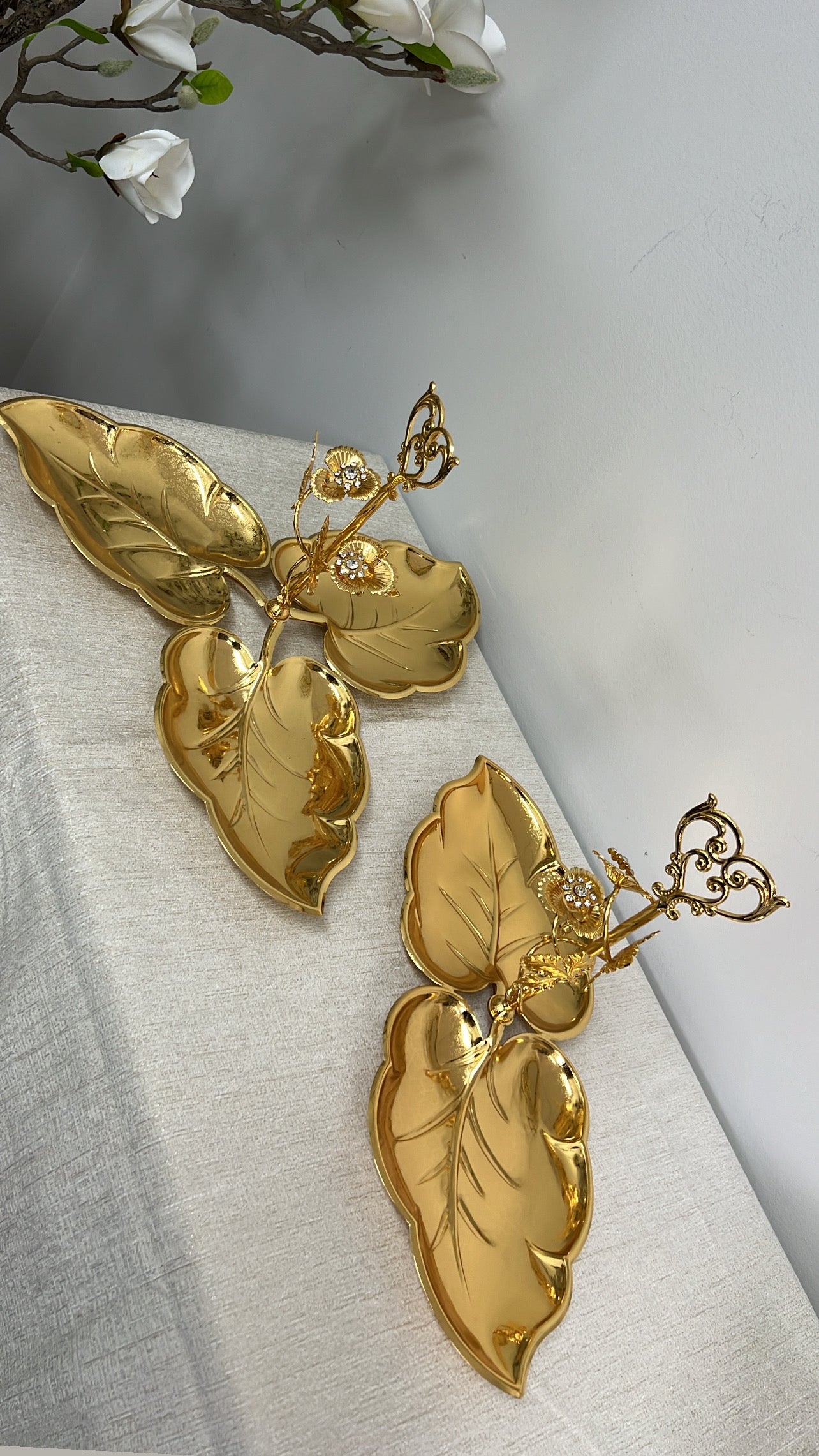 Intricate gold leaf serving platter