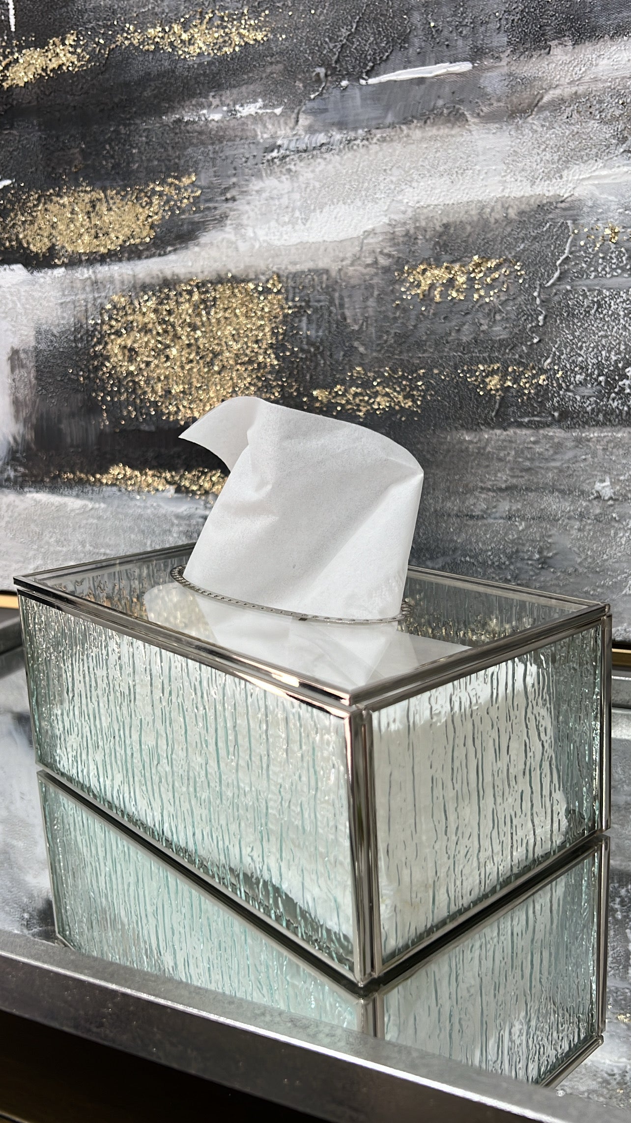 Waterfall silver tissue box