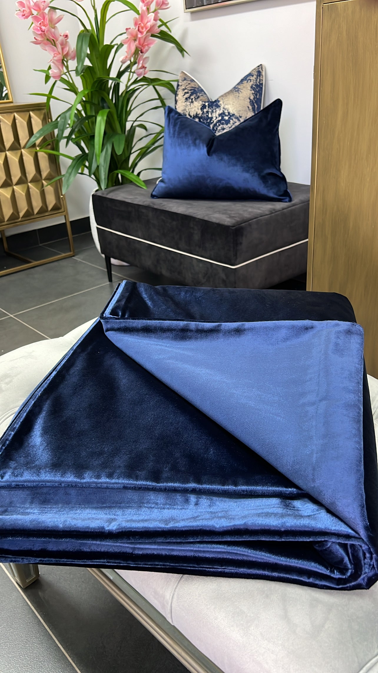 De luxe navy throw 140x220cm