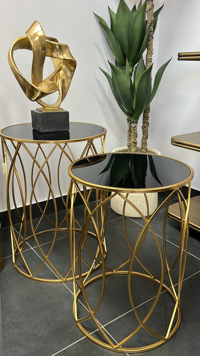 Olivia Black mirrored table set of 2