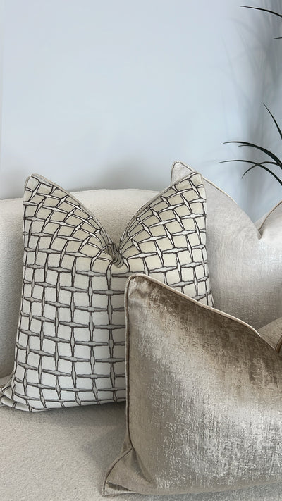 Checkers nude Velvet cut cushion  55x55