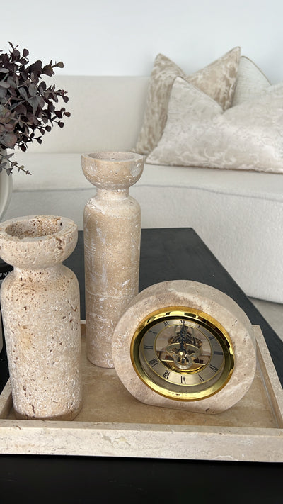 Travertine stone clock