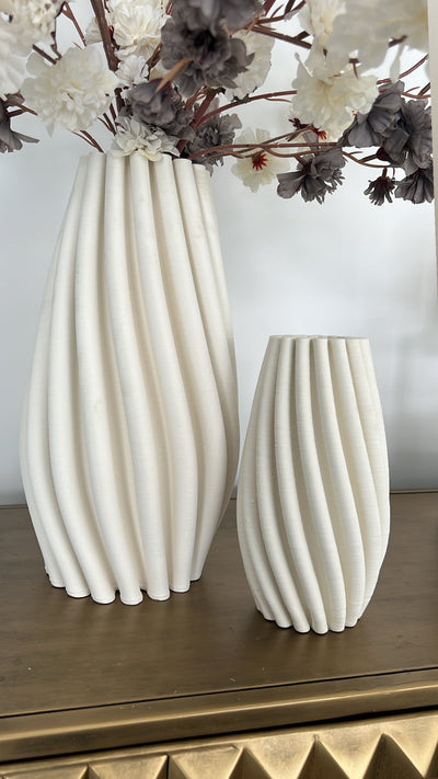 Spiral white ceramic vase