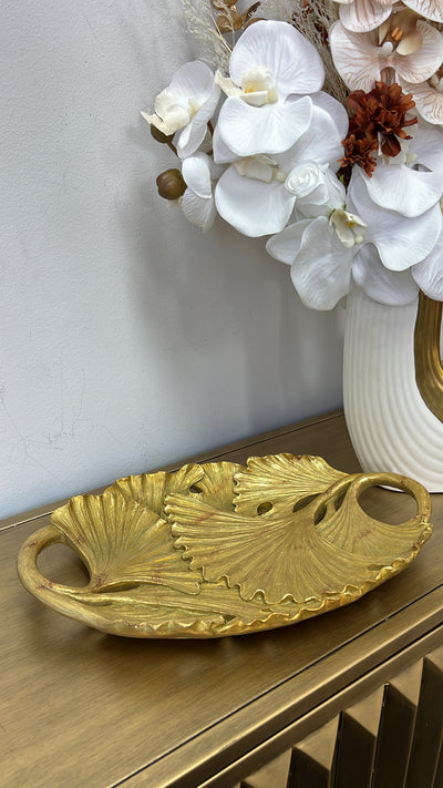 Ginkgo gold decorative platter / tray