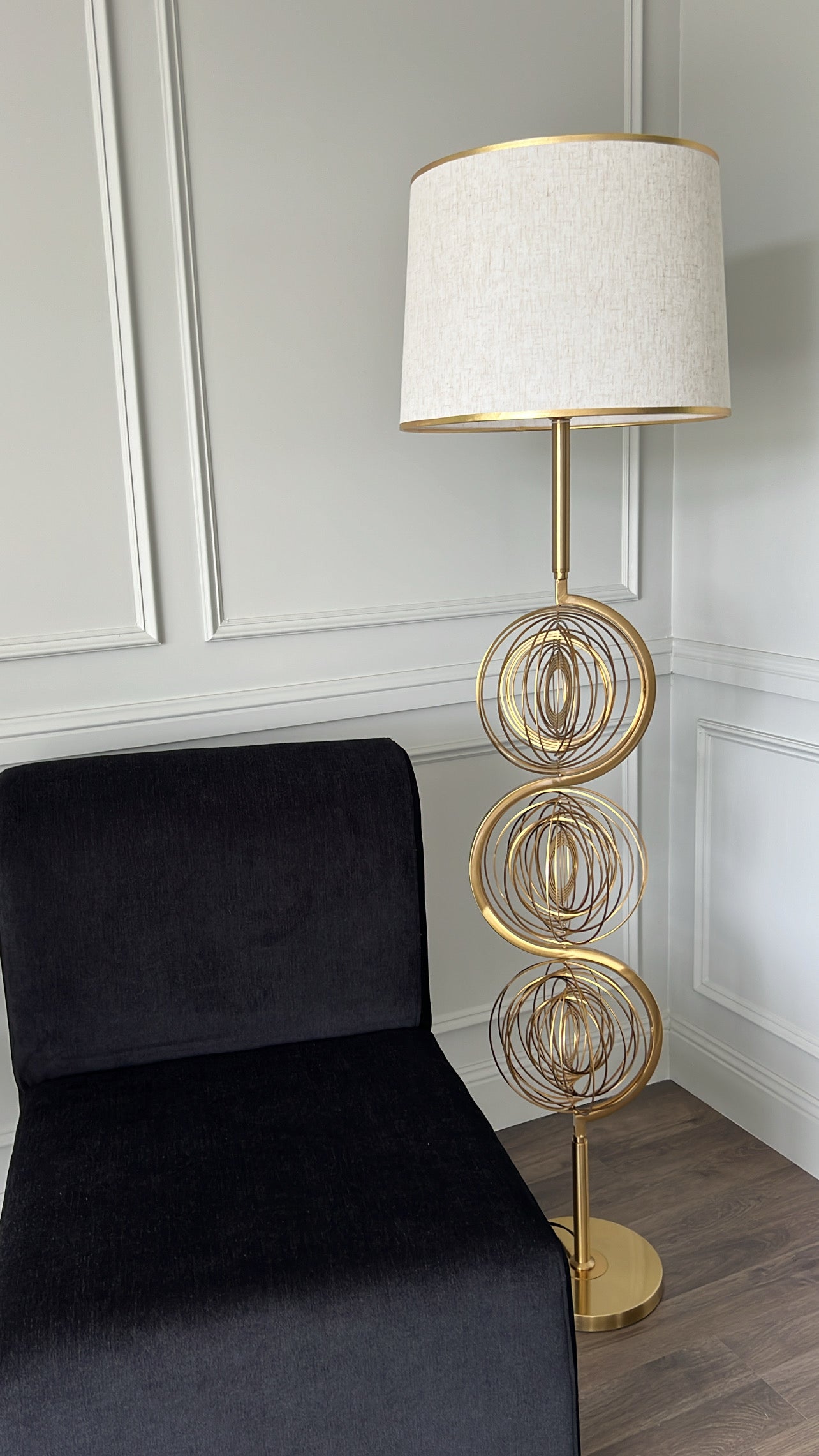 Orbit Floor lamp linen neutral shade