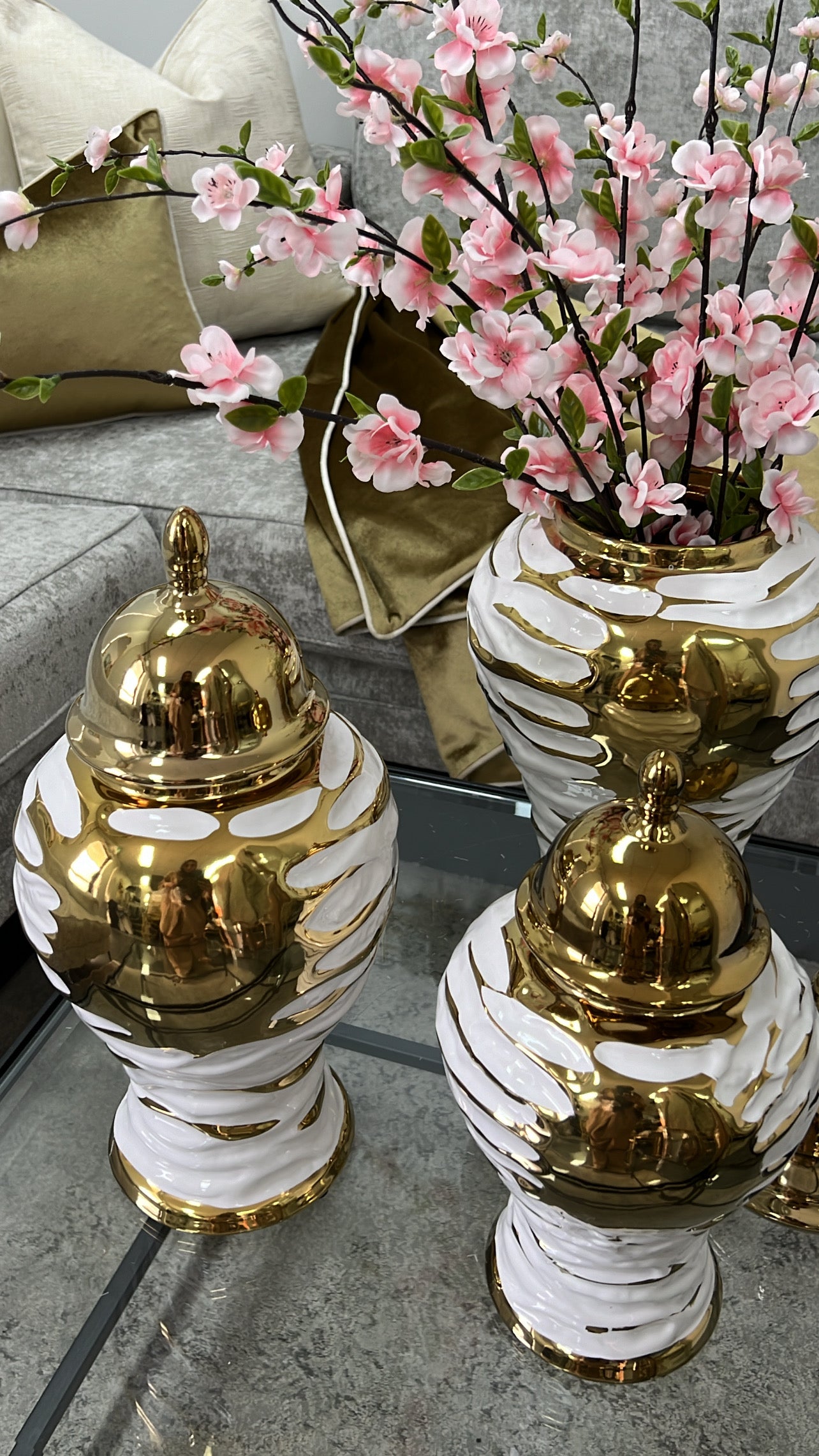 Ayln gold ginger jars - Luscious Homewares