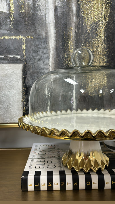 White and gold Dome cake stand