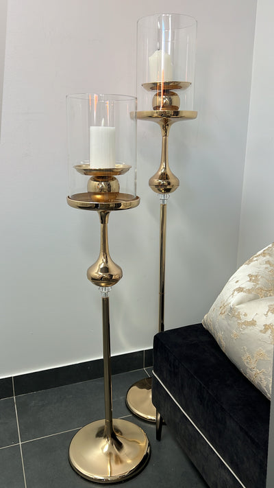 Empire gold floor candle holders