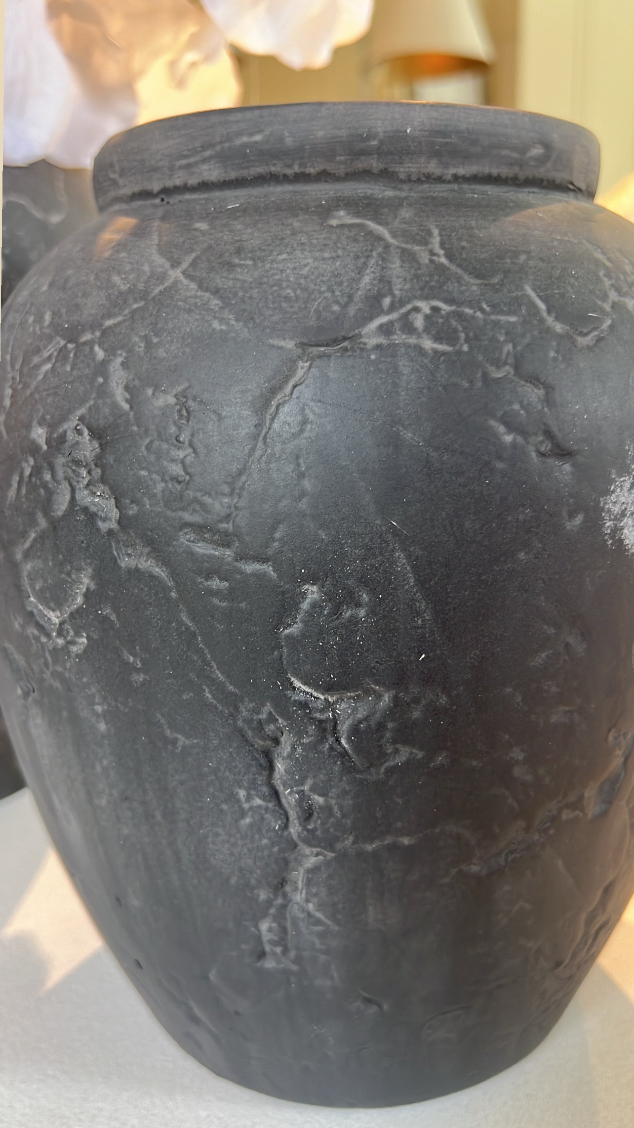 Heritage black charcoal stone vase