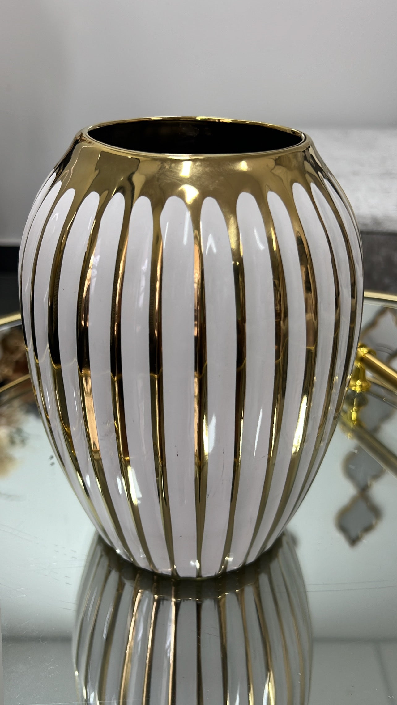 Gold striped vase - Luscious Homewares