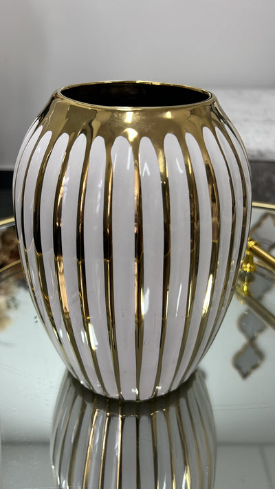 Gold striped vase - Luscious Homewares