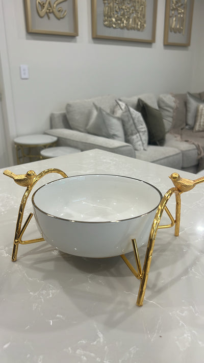 Asffor white and gold serving bowl