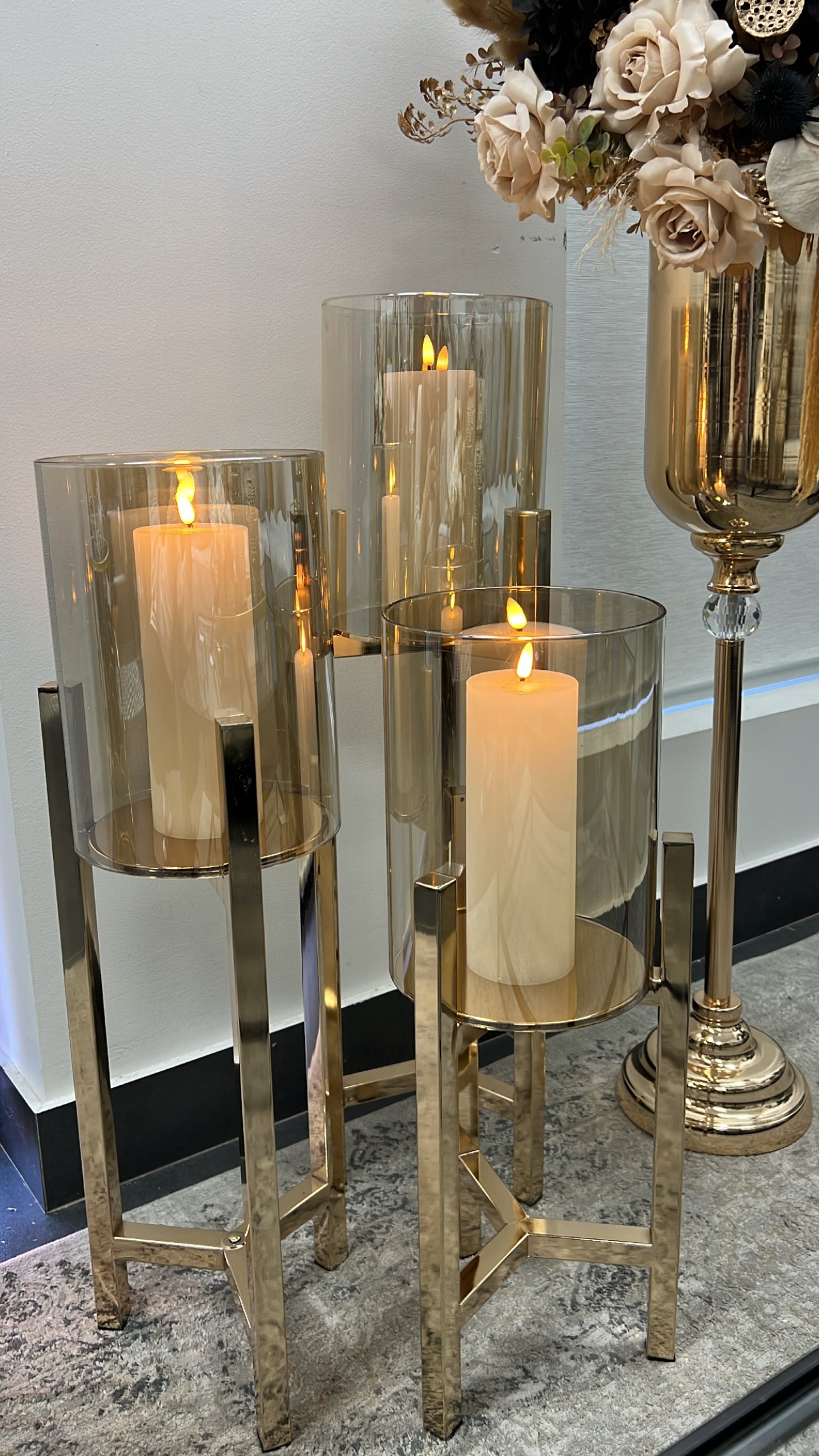 Hurricane floor candle stand - Luscious Homewares