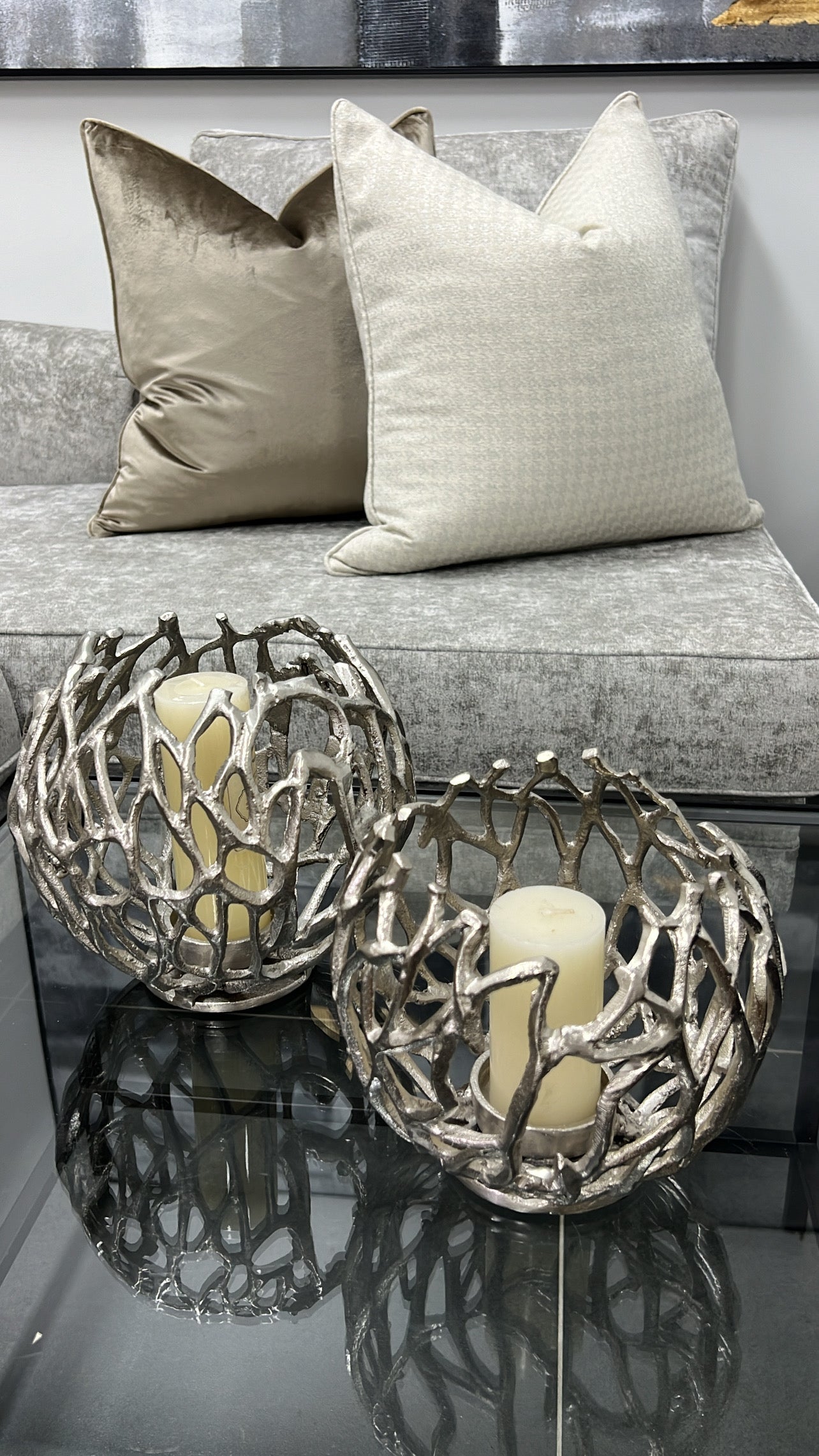 Jayli nickel candle holders - Luscious Homewares