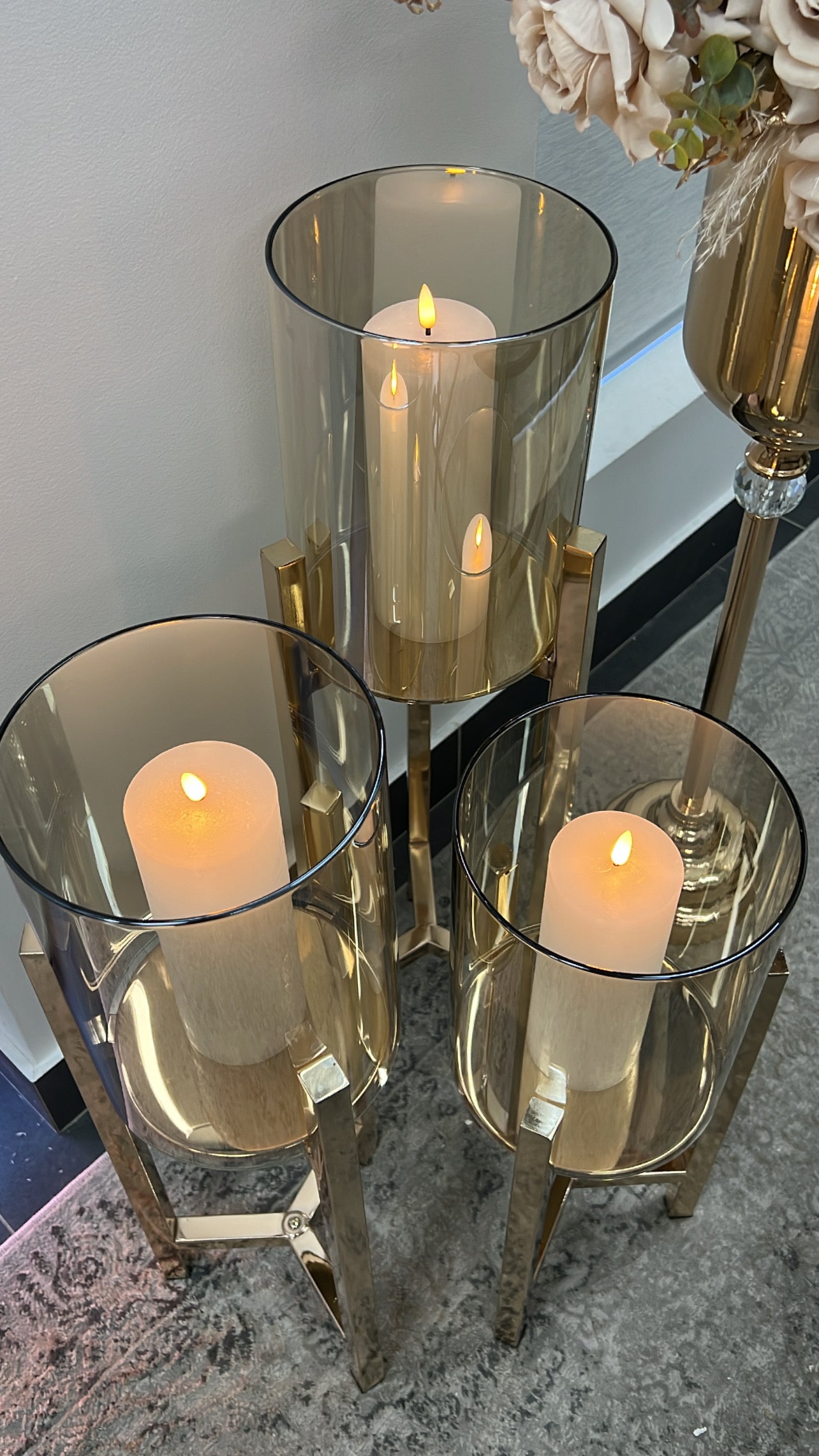 Hurricane floor candle stand - Luscious Homewares