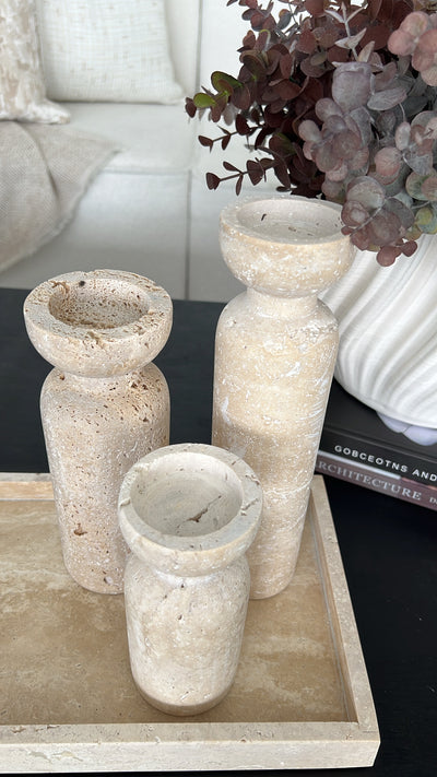 Travertine stone Candle Holder