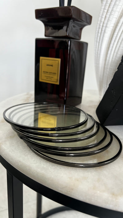 Glass coaster set black x 6