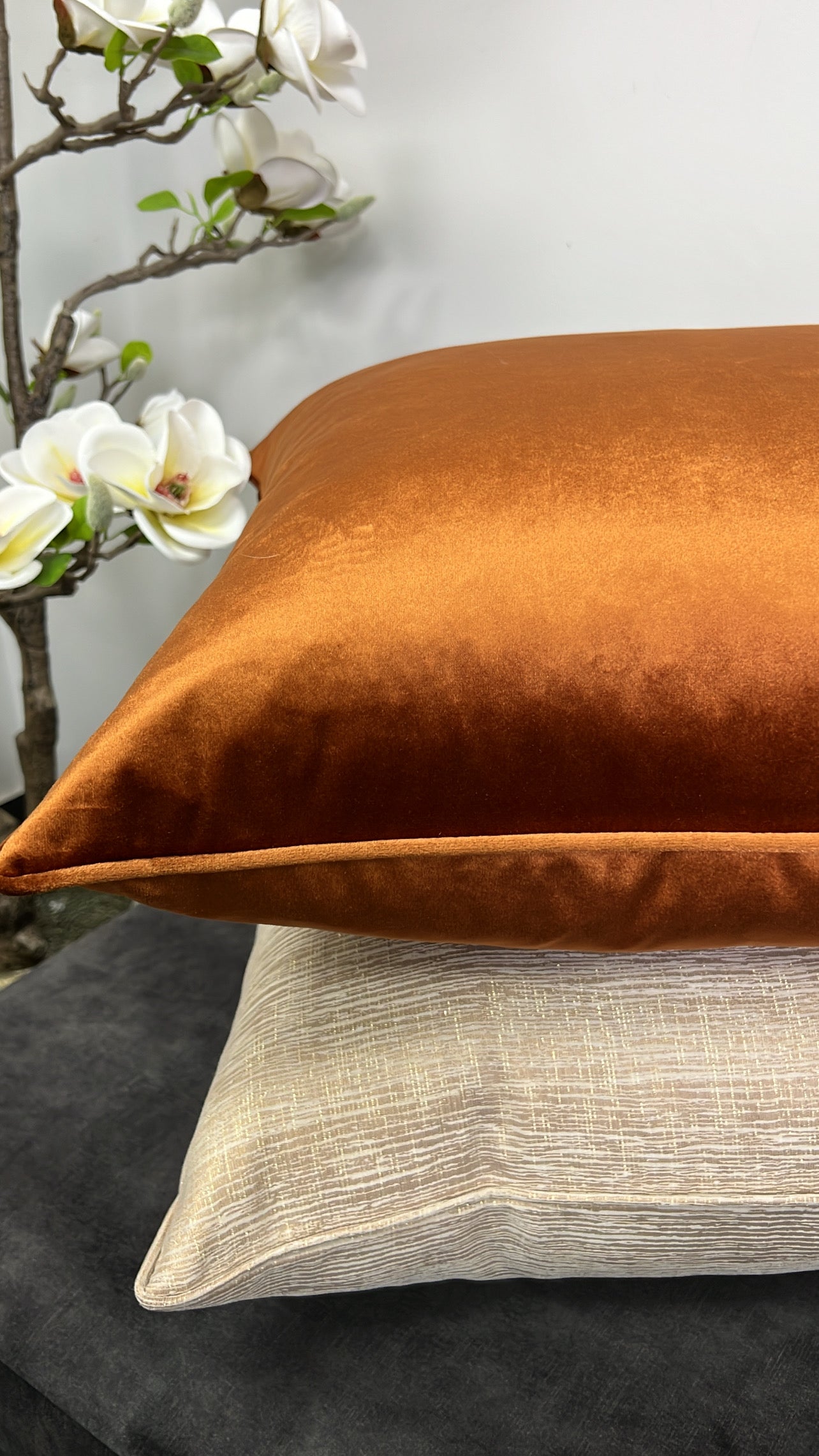 Luxe velvet orange cushion