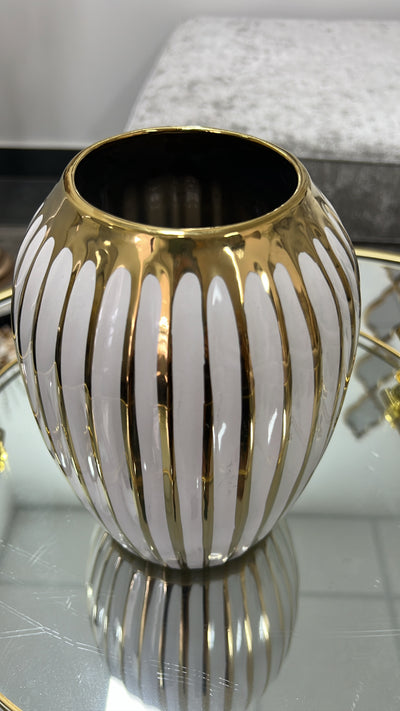 Gold striped vase - Luscious Homewares