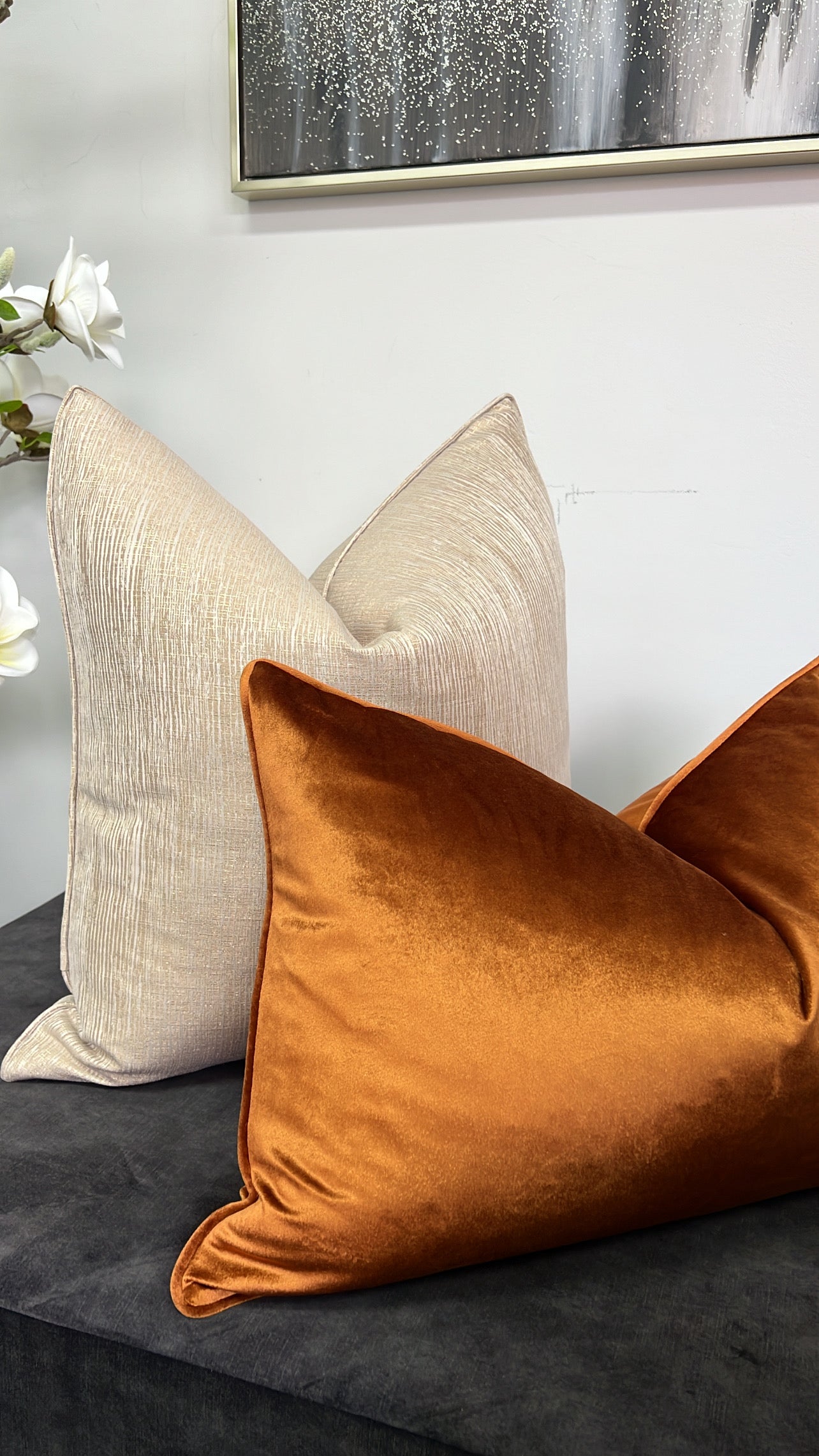 Luxe velvet orange cushion