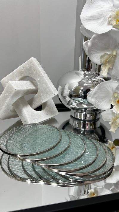 Waterfall silver coaster set x 6