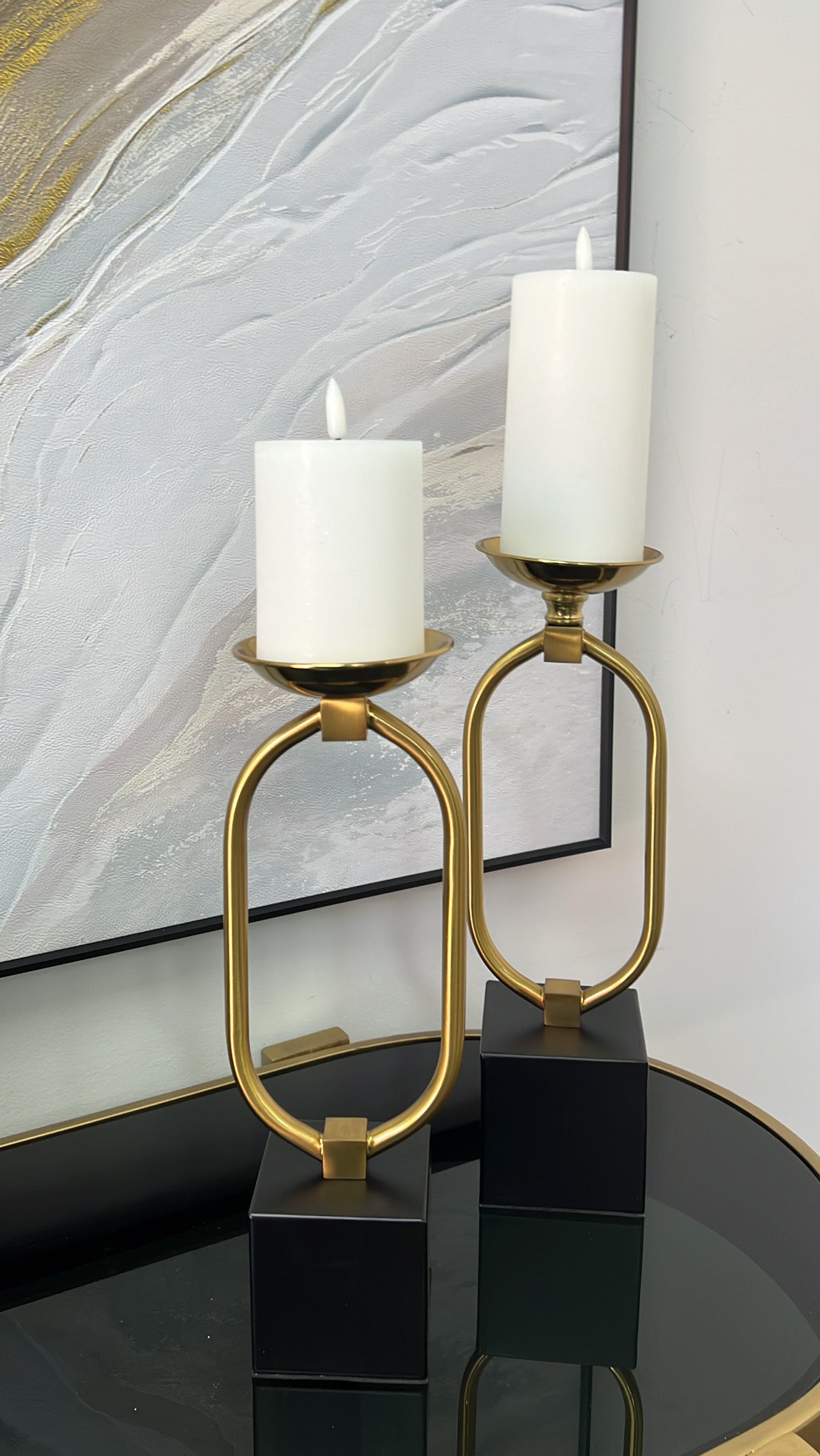 Black and gold candle holders