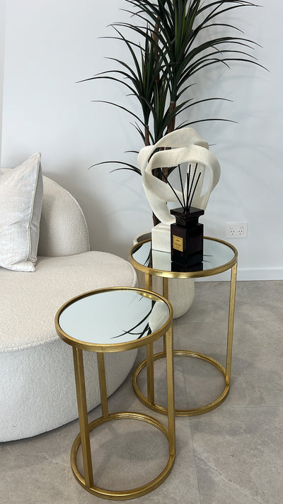 Gold mirrored table set of 2