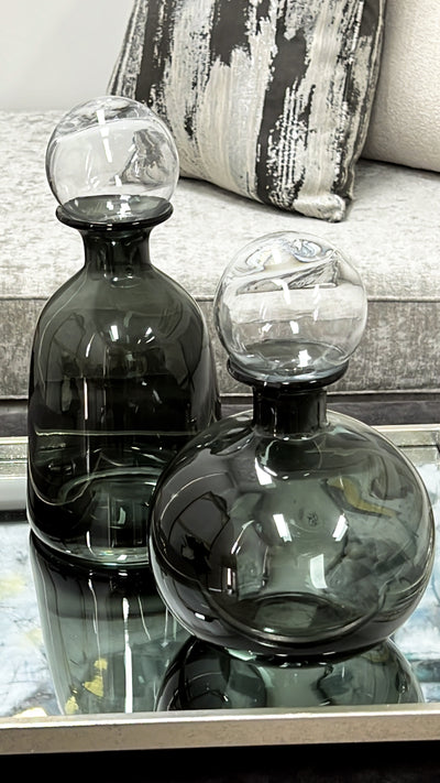 Celia grey glass bottles - Luscious Homewares