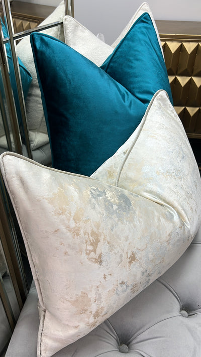 Luxe teal velvet cushion