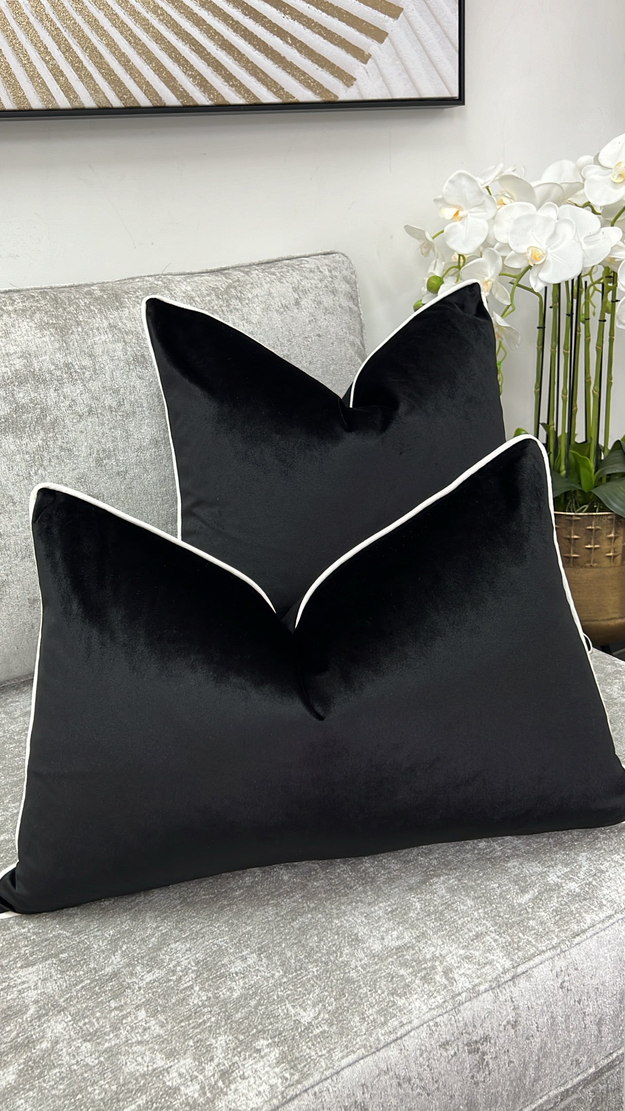 Latisha black / white piping cushion - Luscious Homewares