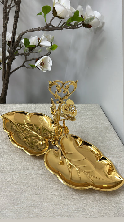 Intricate gold leaf serving platter