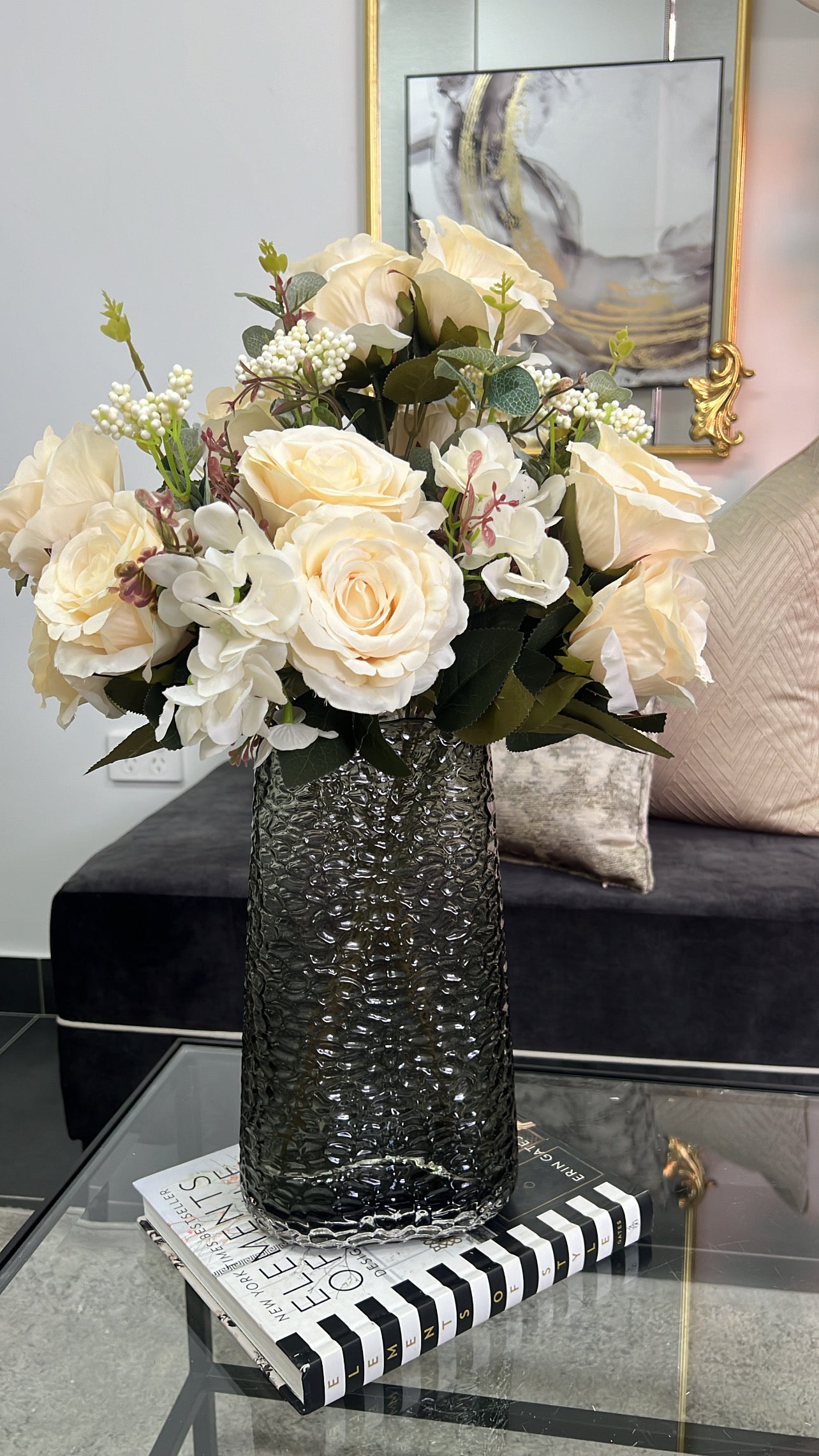 Arura vase and flowers - Luscious Homewares