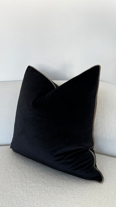 Senyorita black/ dark champagne trim cushion