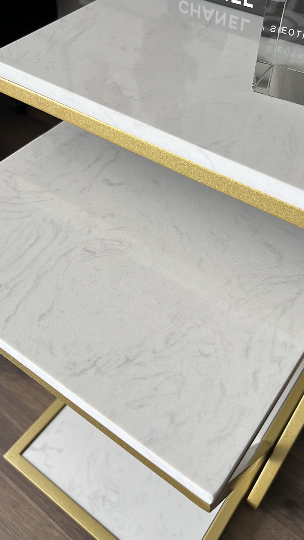 Accent marble gold table set of 2