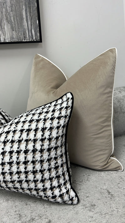 Leeya latte / white trim cushion - Luscious Homewares