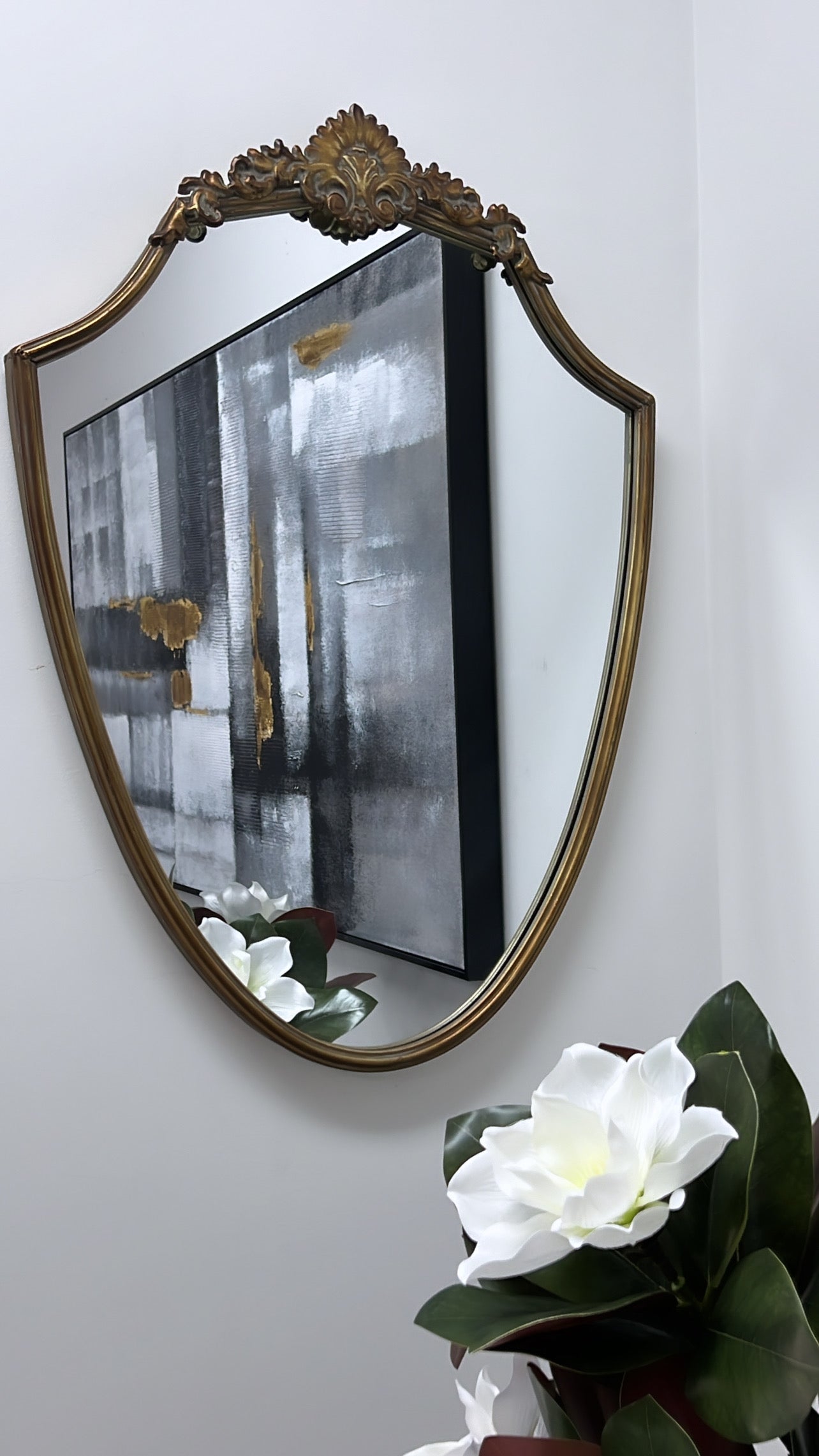 Macey antique mirror crest - Luscious Homewares