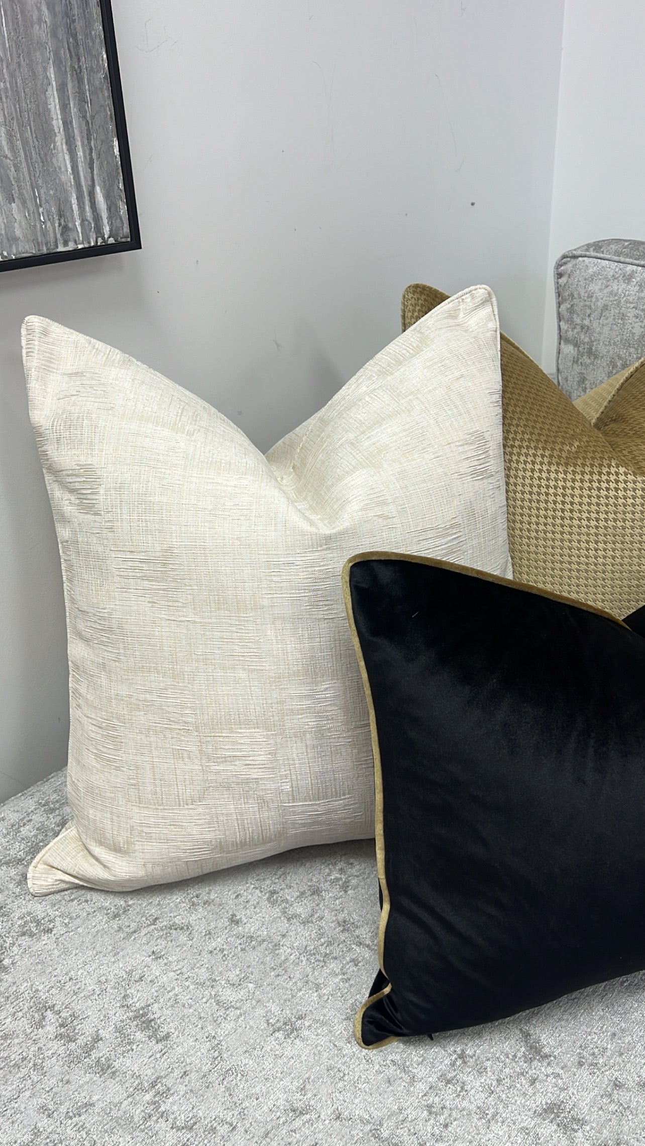 Dazzler light beige gold cushion - Luscious Homewares